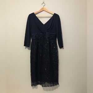 Kay Unger Navy Sequin Lace Women’s Size 8 Formal Dress